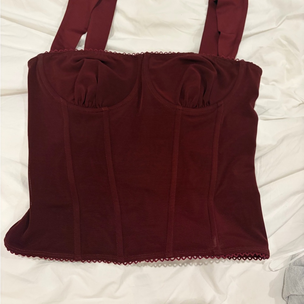 Edikted Burgundy Corset Top